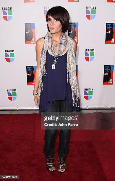 Kany Garcia arrives at recording of "Somos El Mundo" - "We Are The World" by Latin recording artits at American Airlines Arena on February 19, 2010...