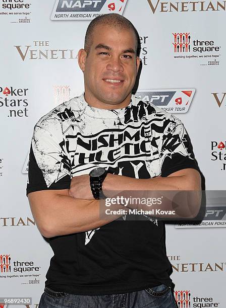 Former UFC Champion Tito Ortiz arrives at Pokerstars.net's Celebrity Charity Poker Tournament at Venetian Hotel and Casino Resort on February 19,...