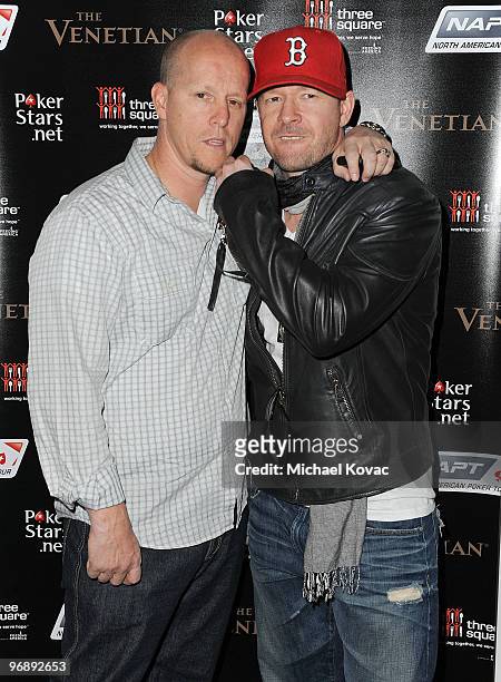 Director Jimmy Wahlberg and actor/singer Donnie Wahlberg arrive at Pokerstars.net's Celebrity Charity Poker Tournament at Venetian Hotel and Casino...