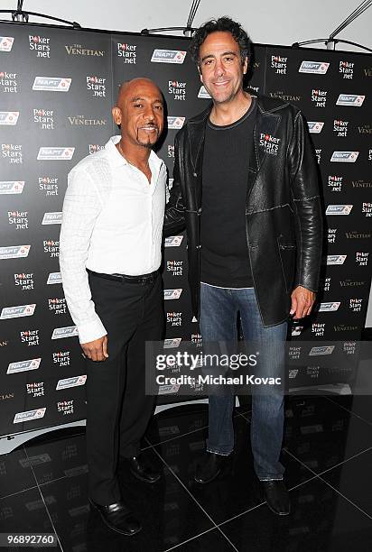 Personality Montel Williams and actor Brad Garrett arrive at Pokerstars.net's Celebrity Charity Poker Tournament at Venetian Hotel and Casino Resort...