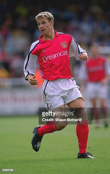 Moritz Volz of Arsenal in action during the pre-season friendly match against Rushden & Diamonds played at Nene Park, in Irthlinborough, England....