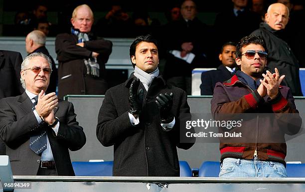 Gianni Paladini, Ishan Saksena and Amit Bhatia look on prior to the Coca-Cola Championship match between Queens Park Rangers and Doncaster Rovers at...