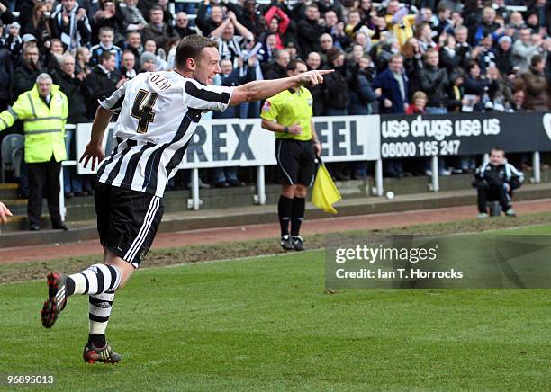 Kevin Nolan of Newcastle celebrates after scoring their second goal during the Coca-Cola championship match between Newcastle United and Preston...