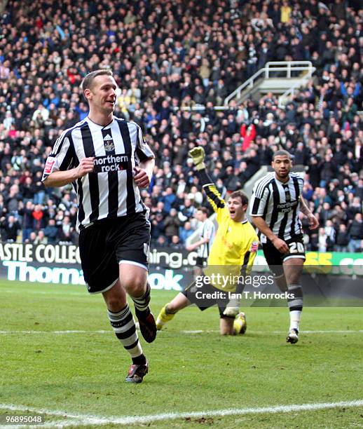 Kevin Nolan of Newcastle celebrates after scoring their second goal during the Coca-Cola championship match between Newcastle United and Preston...