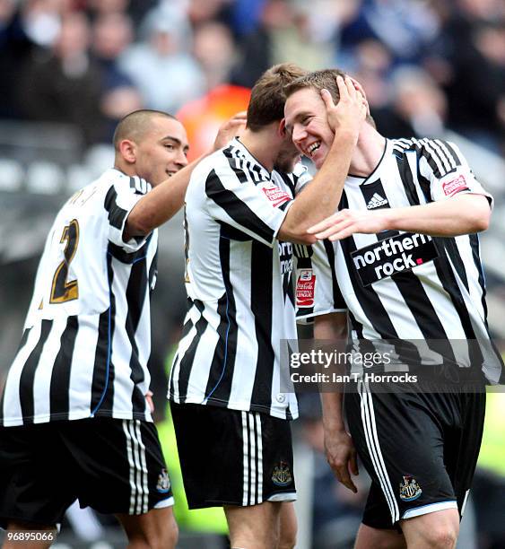 Kevin Nolan of Newcastle celebrates after scoring their second goal during the Coca-Cola championship match between Newcastle United and Preston...