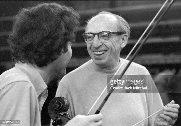 Composer Aaron Copland conducting the Empire State Sinfonetta in April 1971.