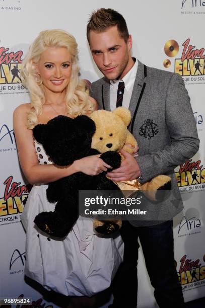 Television personality and model Holly Madison and singer Josh Strickland arrive at the world premiere of Cirque du Soleil's "Viva ELVIS" production...