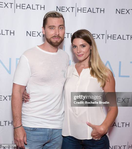 Lance Bass and Ashley Greene attend the Next Health Grand Opening at the Westfield, Century City on June 6, 2018 in Los Angeles, California.