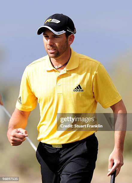 Sergio Garcia of Spain celebrates his putt on the 13th hole during round four of the Accenture Match Play Championship at the Ritz-Carlton Golf Club...