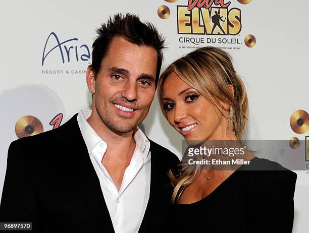 Television personalities Bill Rancic and Giuliana Rancic arrive at the world premiere of Cirque du Soleil's "Viva ELVIS" production at the Aria...