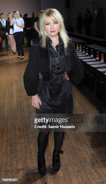 Victoria Hesketh aka Little Boots attends the Autumn/Winter 2010 House of Holland London Fashion Week show at My Beautiful Fashion on February 20,...