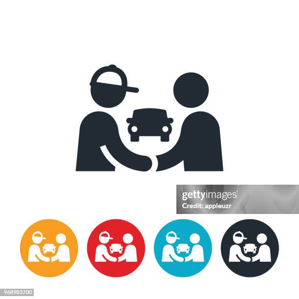 auto mechanic with customer icon - auto mechanic with customer stock illustrations