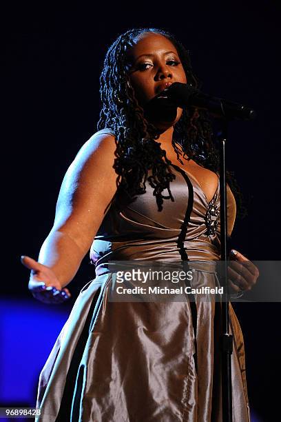 Lalah Hathaway performs onstage during the 52nd Annual GRAMMY Awards pre-telecast held at Staples Center on January 31, 2010 in Los Angeles,...