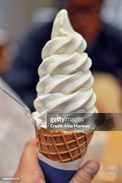 milk soft ice cream - ice cream cone stock pictures, royalty-free photos & images