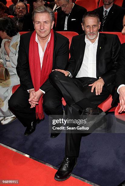 Berlin Mayor Klaus Wowereit and his partner Joern Kubicki attend the final awards ceremony at the 60th Berlinale International Film Festival at...