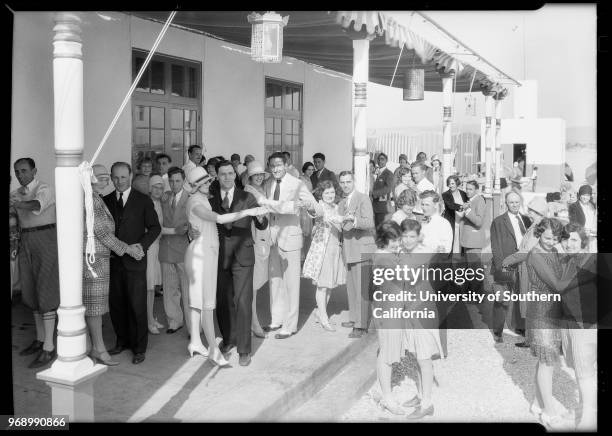 Wetherly - Kayser, people dancing at Lido Isle & group shot, Newport Beach, California, 1928.