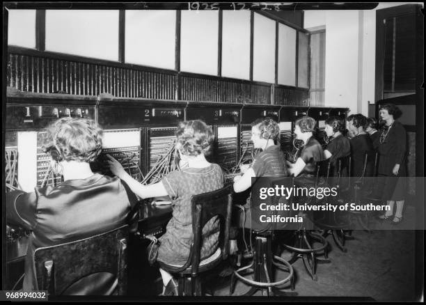 Photograph of switchboard operators, Broadway Department Store, Los Angeles, California, 1925.