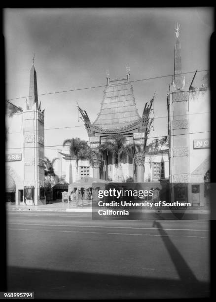 Churches on Adams and Grauman's Chinese Theater, Los Angeles, California, 1928.