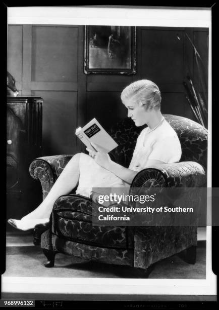 Photograph of photograph of Laura La Plante & book, Southern California, 1929.