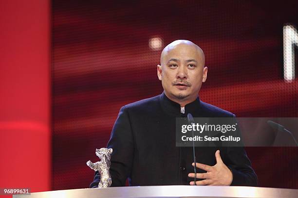 Director Wang Quan'an receives the Silver Bear for Best Script of 'Tuan Yuan' at the Awards Ceremony during day ten of the 60th Berlin International...