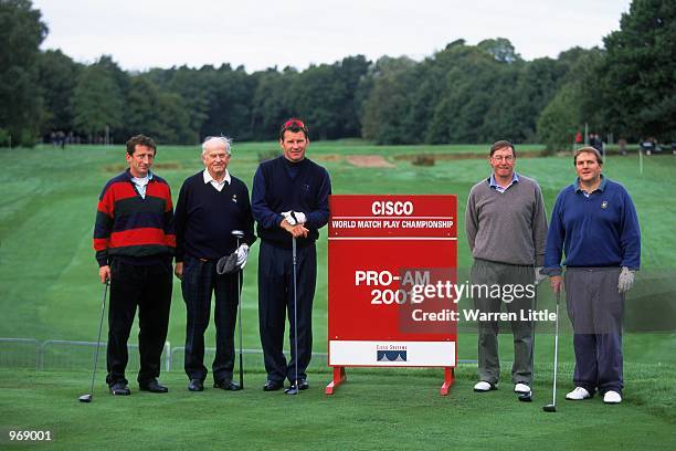 Nick Faldo of England helps launch Pro-Am day during the Cisco World Match Play Championship held at the Wentworth Golf Club, in Surrey, England. \...