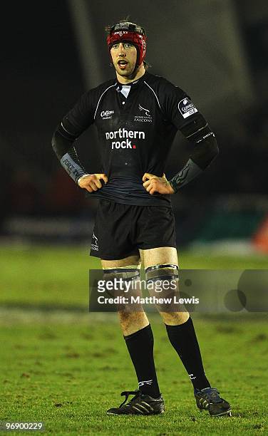 Peter Browne of Newcastle Falcons in action during the Guinness Premiership match between Newcastle Falcons and London Irish at Kingston Park on...