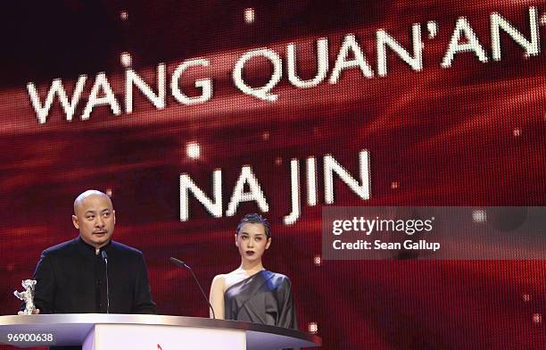 Director Wang Quan'an receives the Silver Bear for Best Script of 'Tuan Yuan' at the Awards Ceremony during day ten of the 60th Berlin International...