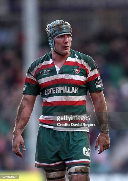 Jordan Crane of Leicester looks on during the Guinness Premiership match between Leicester Tigers and Gloucester at Welford Road on February 20, 2010...
