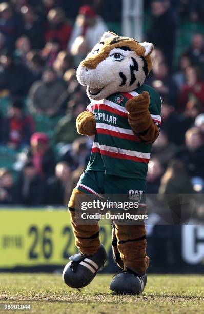 The Leicester Tigers mascot pictured during the Guinness Premiership match between Leicester Tigers and Gloucester at Welford Road on February 20,...