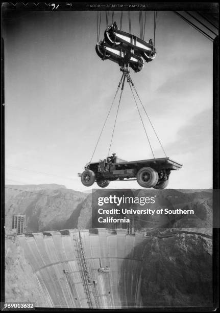 Boulder Dam, or Hoover Dam, construction, Nevada, 1934.