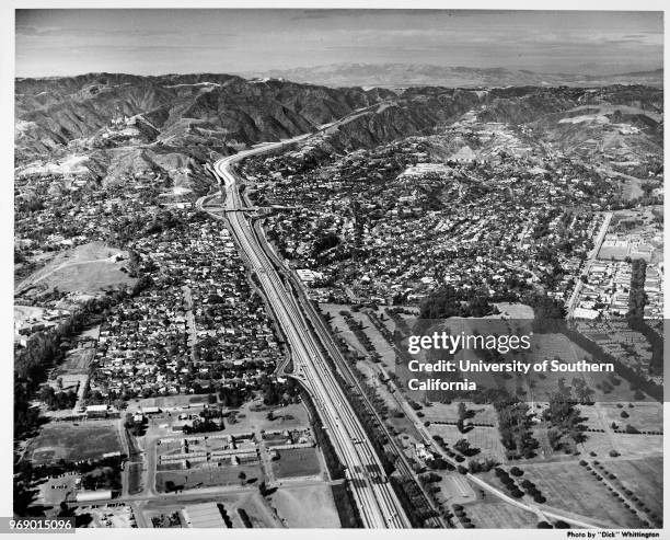 San Diego Freeway north from Wilshire Boulevard, Los Angeles, California, early to mid twentieth century.