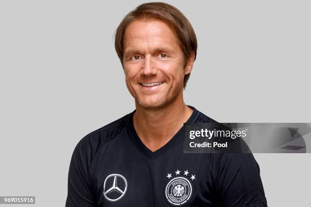 Thomas Schneider poses for a photo during a portrait session ahead of the 2018 FIFA World Cup Russia at Eppan training ground on June 5, 2018 in...