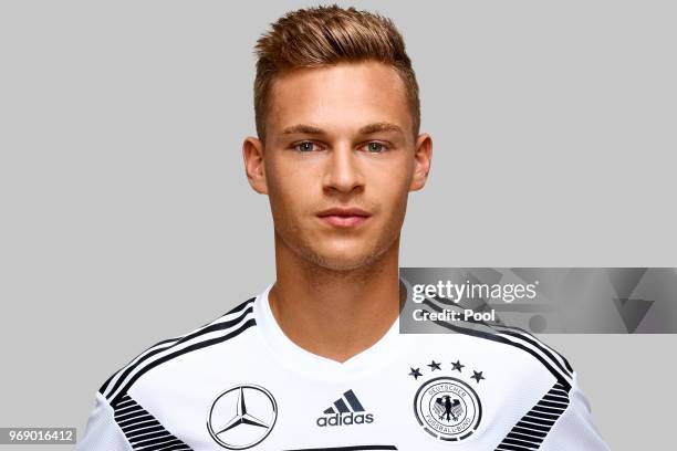 Joshua Kimmich poses for a photo during a portrait session ahead of the 2018 FIFA World Cup Russia at Eppan training ground on June 5, 2018 in Eppan,...