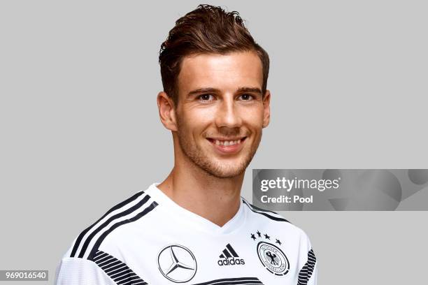 Leon Goretzka poses for a photo during a portrait session ahead of the 2018 FIFA World Cup Russia at Eppan training ground on June 5, 2018 in Eppan,...