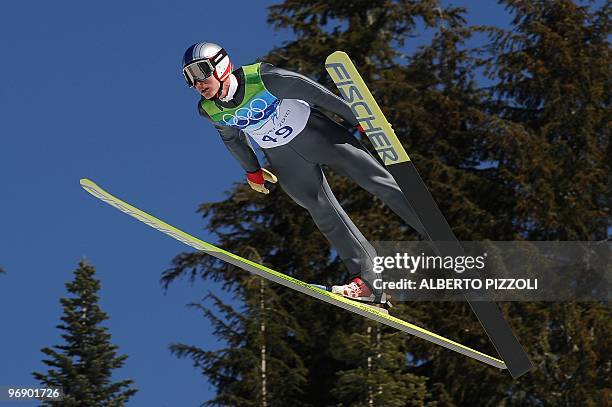Austria's Gregor Schlierenzauer jumps in the men's Ski Jumping Individual LH at the Whistler Olympic Park during the Vancouver Winter Olympics on...
