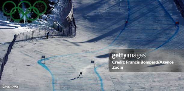 Andrea Fischbacher of Austria takes the Gold Medal during the women's alpine skiing Super-G on day nine of the Vancouver 2010 Winter Olympics at...