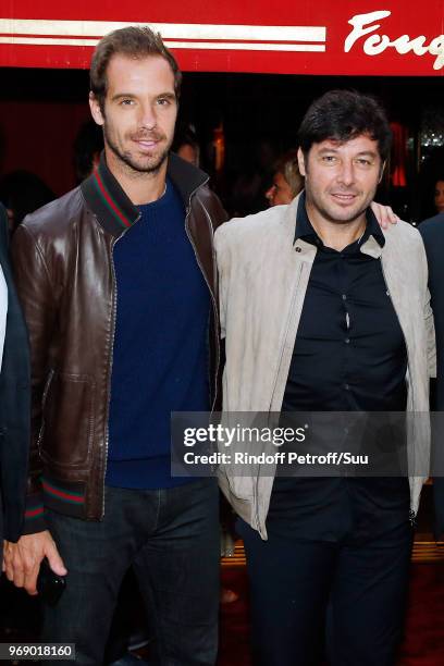 Richard Gasquet and Sebastien Grosjean attends "Diner des Legendes" at Le Fouquet's on June 6, 2018 in Paris, France.