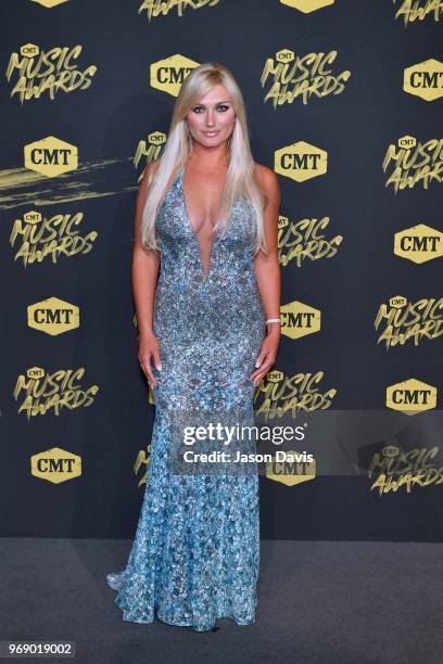 Brooke Hogan arrives at the 2018 CMT Music Awards at Bridgestone Arena on June 6, 2018 in Nashville, Tennessee.