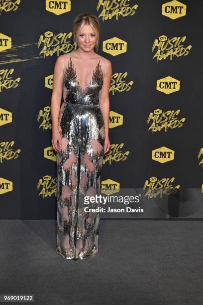 Kaitlin Doubleday arrives at the 2018 CMT Music Awards at Bridgestone Arena on June 6, 2018 in Nashville, Tennessee.
