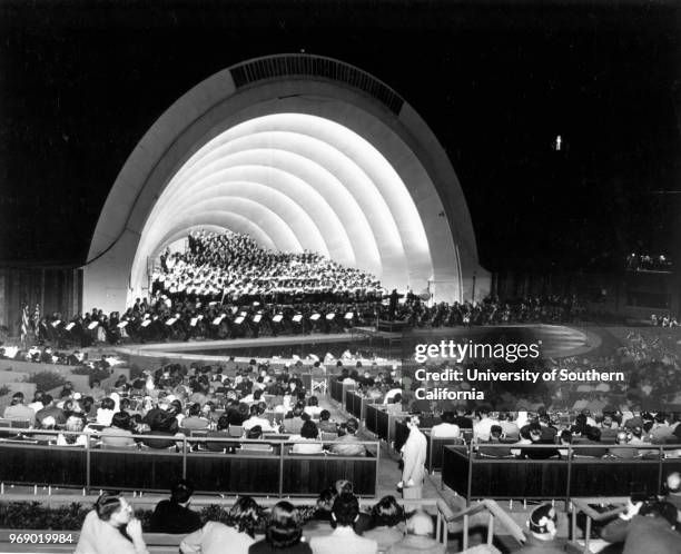 Choir singing at the Hollywood Bowl, Los Angeles, California, early to mid twentieth century.