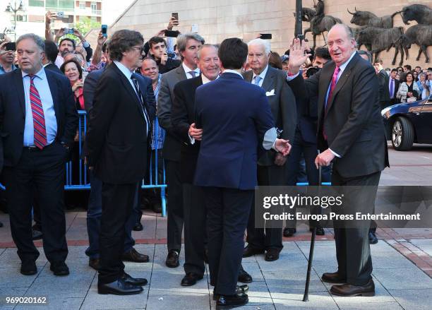 King Juan Carlos attends La Beneficiencia Bullfight at Las Ventas Bullring on June 6, 2018 in Madrid, Spain.