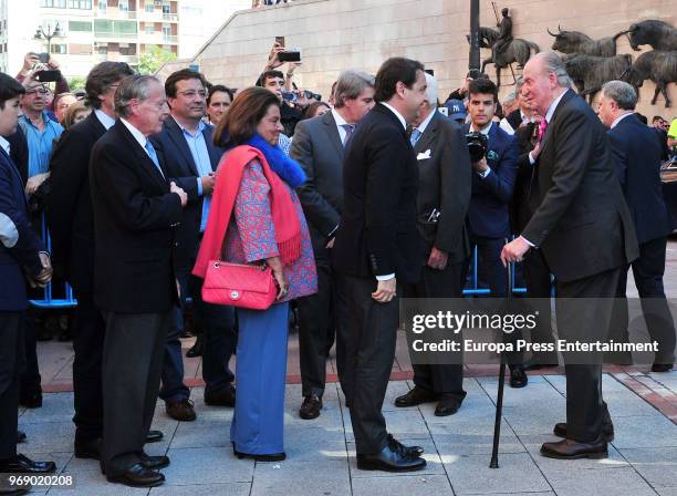 King Juan Carlos and Jose Maria Alvarez del Manzano attend La Beneficiencia Bullfight at Las Ventas Bullring on June 6, 2018 in Madrid, Spain.