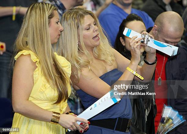 Actress Anne-Sophie Briest watches the match during the Beko Basketball Bundesliga match between Alba Berlin and Telekom Baskets Bonn at O2 World...