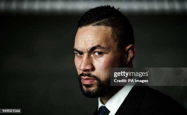 Joseph Parker during the press conference at the Dorchester Hotel, London.