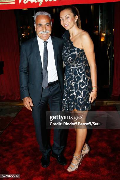 Mansour Bahrami and Iva Majoli attend "Diner des Legendes" at Le Fouquet's on June 6, 2018 in Paris, France.