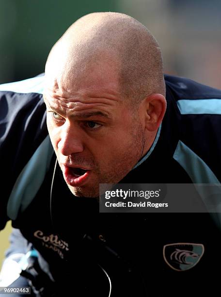 Richard Cockerill, the Leicester Tigers head coach issues instructions during the Guinness Premiership match between Leicester Tigers and Gloucester...