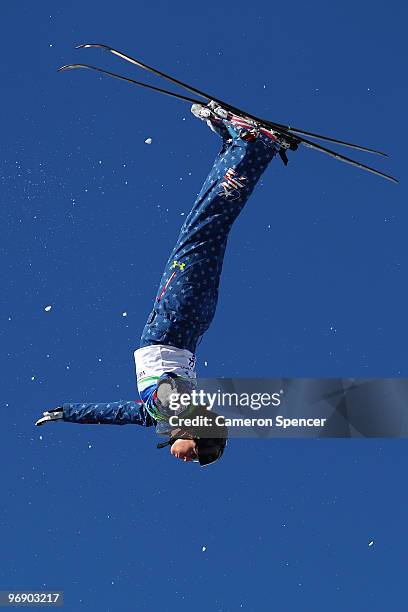 Emily Cook of the United States competes in the freestyle skiing ladies' aerials qualification on day 9 of the Vancouver 2010 Winter Olympics at...