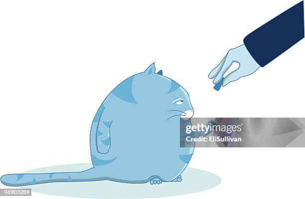 fat blue cat - fat cat stock illustrations