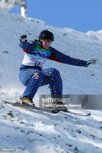 Jana Lindsey of the United States competes in the freestyle skiing ladies' aerials qualification on day 9 of the Vancouver 2010 Winter Olympics at...