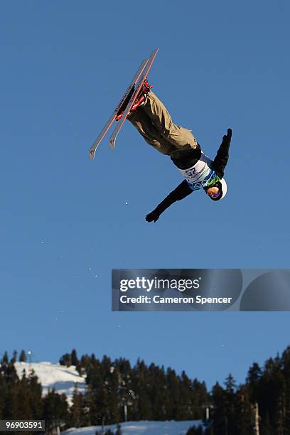 Alla Tsuper of Belarus competes in the freestyle skiing ladies' aerials practice on day 9 of the Vancouver 2010 Winter Olympics at Cypress Mountain...